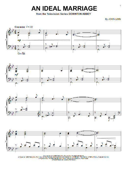 John Lunn An Ideal Marriage Sheet Music Notes & Chords for Easy Piano - Download or Print PDF