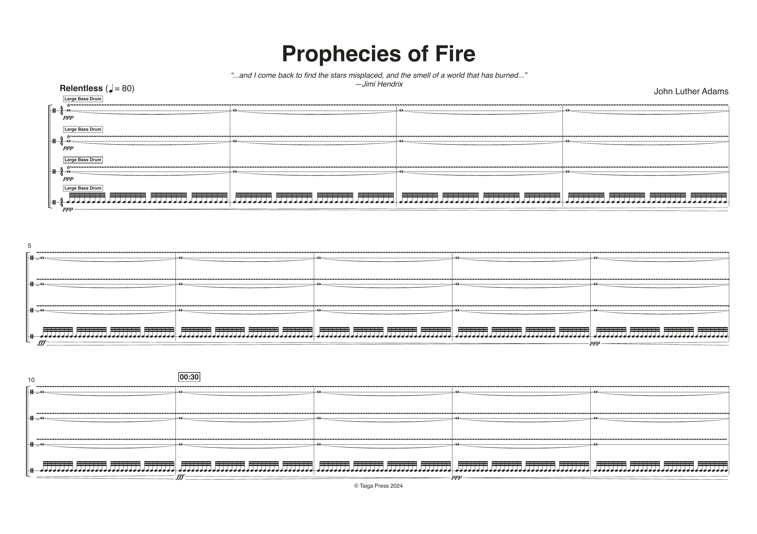 John Luther Adams Prophecies of Fire (Score) Sheet Music Notes & Chords for Percussion Ensemble - Download or Print PDF John Luther Adams Prophecies of Fire (Score) Sheet Music Notes & Chords for Percussion Ensemble - Download or Print PDF
