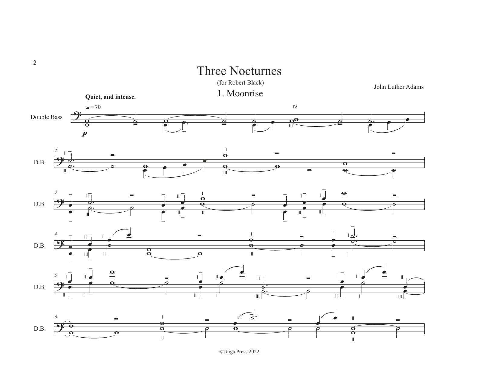 John Luther Adams Three Nocturnes Sheet Music Notes & Chords for String Bass Solo - Download or Print PDF John Luther Adams Three Nocturnes Sheet Music Notes & Chords for String Bass Solo - Download or Print PDF