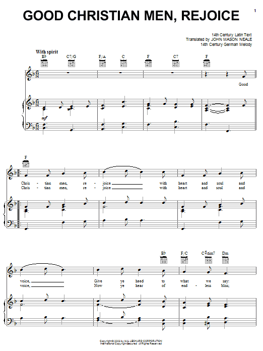 John M. Neale Good Christian Men, Rejoice Sheet Music Notes & Chords for Guitar Tab - Download or Print PDF