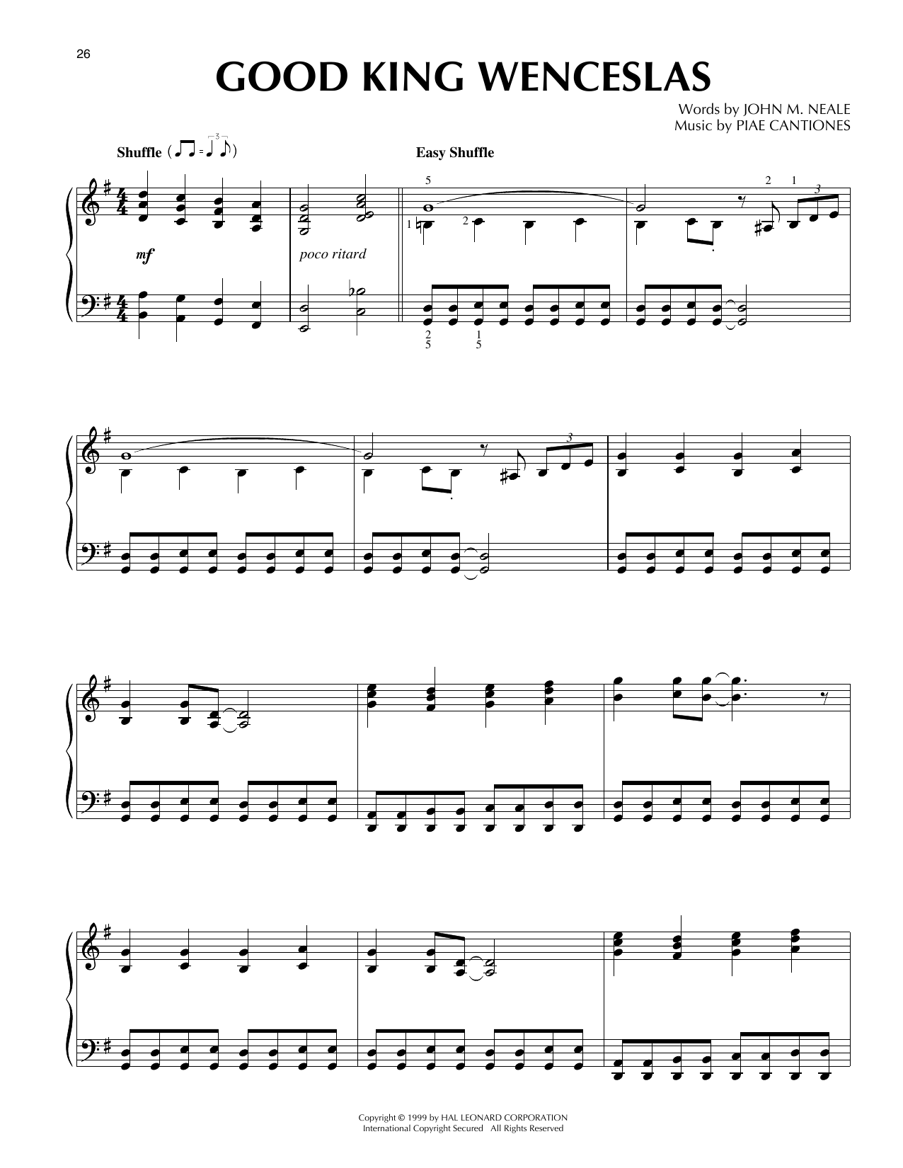 John M. Neale Good King Wenceslas [Jazz version] (arr. Frank Mantooth) Sheet Music Notes & Chords for Piano Solo - Download or Print PDF