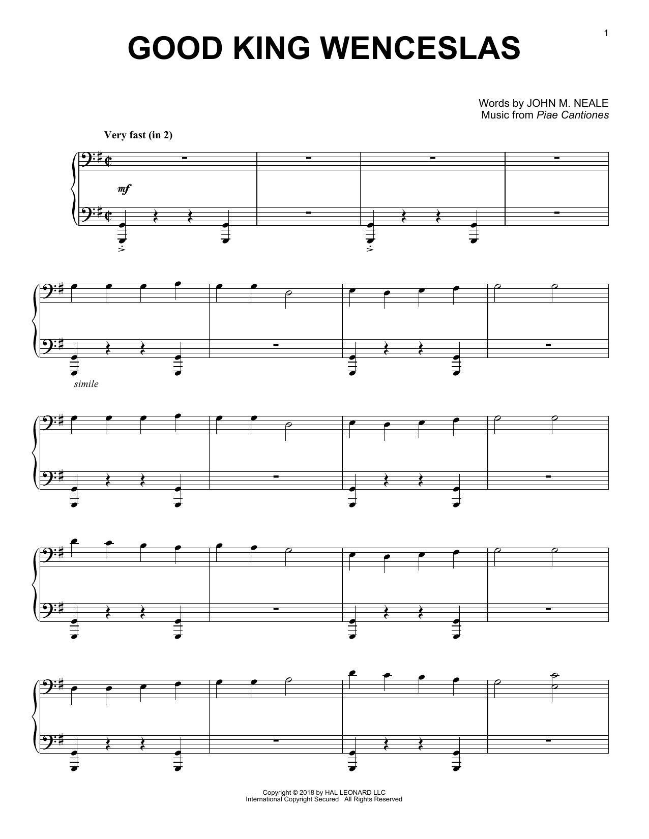 John M. Neale Good King Wenceslas [Jazz version] Sheet Music Notes & Chords for Piano - Download or Print PDF