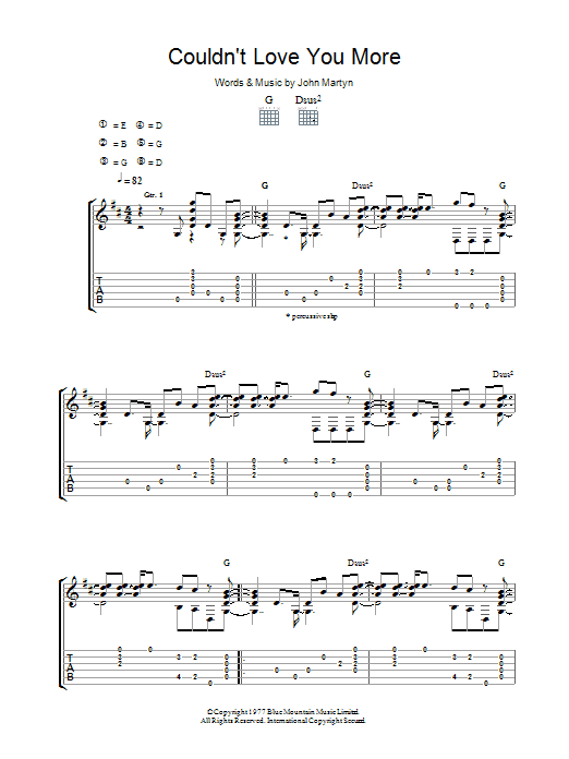 John Martyn Couldn't Love You More Sheet Music Notes & Chords for Guitar Tab - Download or Print PDF