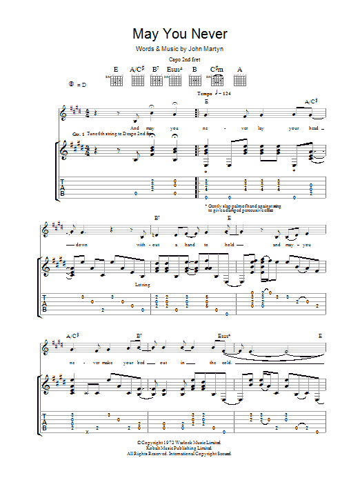 John Martyn May You Never Sheet Music Notes & Chords for Lyrics & Chords - Download or Print PDF