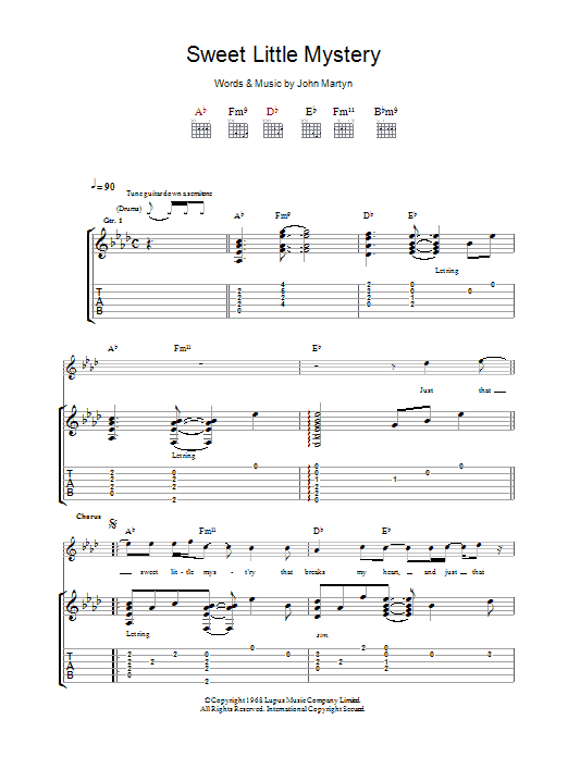 John Martyn Sweet Little Mystery Sheet Music Notes & Chords for Guitar Tab - Download or Print PDF