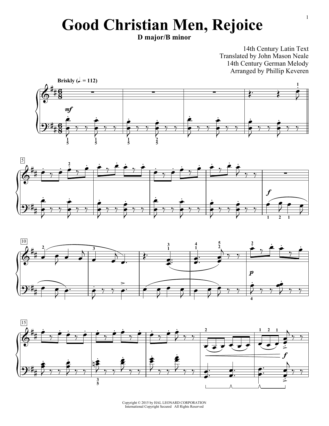 Phillip Keveren Good Christian Men, Rejoice Sheet Music Notes & Chords for Piano - Download or Print PDF