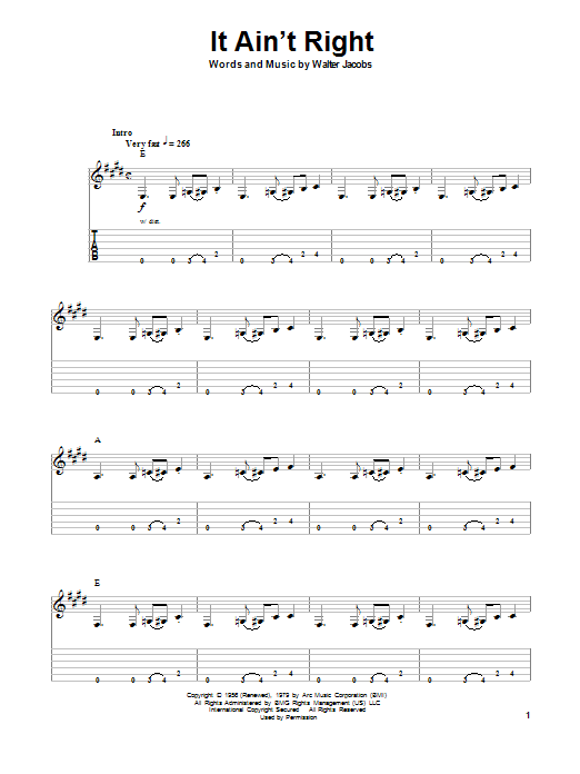 John Mayall's Bluesbreakers It Ain't Right Sheet Music Notes & Chords for Guitar Tab Play-Along - Download or Print PDF