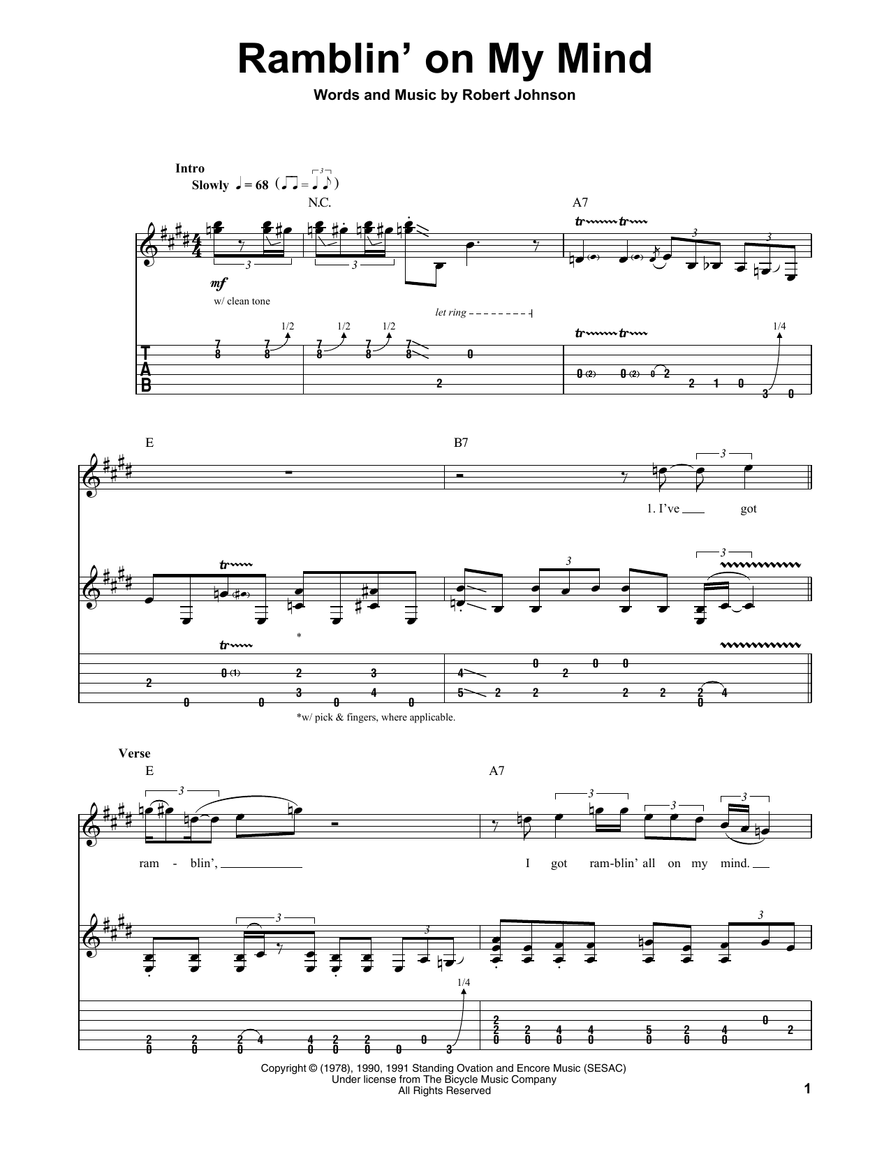 John Mayall's Bluesbreakers Ramblin' On My Mind Sheet Music Notes & Chords for Guitar Tab Play-Along - Download or Print PDF