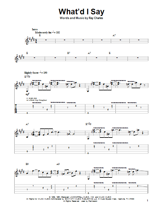 John Mayall's Bluesbreakers What'd I Say Sheet Music Notes & Chords for Guitar Tab Play-Along - Download or Print PDF