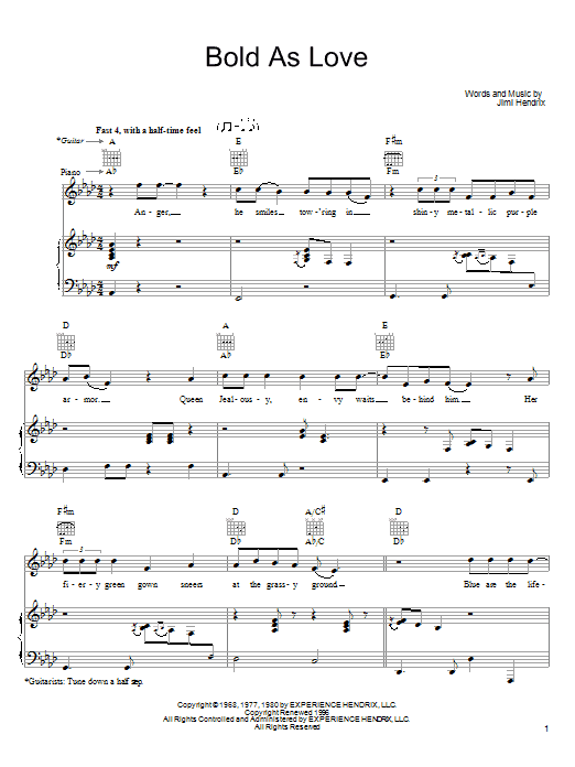 John Mayer Bold As Love Sheet Music Notes & Chords for Guitar Tab - Download or Print PDF