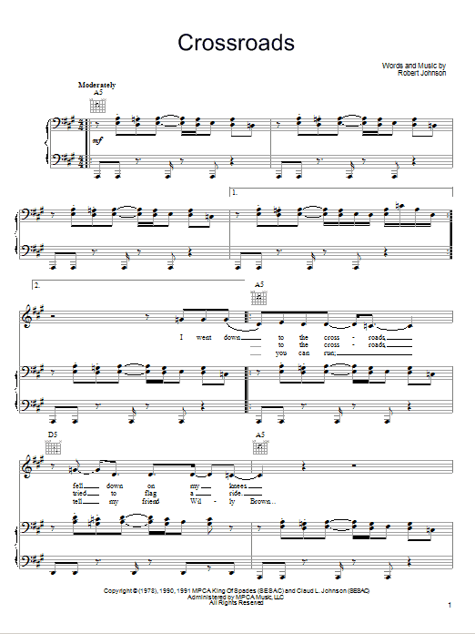 John Mayer Cross Road Blues (Crossroads) Sheet Music Notes & Chords for Easy Guitar - Download or Print PDF