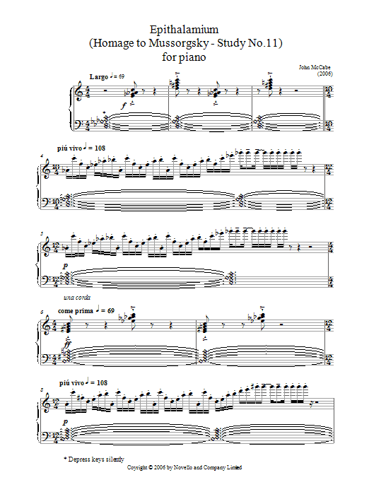 John McCabe Epithalamium (Homage To Mussorgsky - Study No.11) For Piano Sheet Music Notes & Chords for Piano - Download or Print PDF