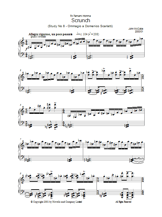 John McCabe Scrunch (Study No 8 - Ommagio A Domenico Scarlatti) Sheet Music Notes & Chords for Piano - Download or Print PDF