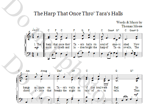 John McCormack The Harp That Once Thro Taras Halls Sheet Music Notes & Chords for Piano, Vocal & Guitar (Right-Hand Melody) - Download or Print PDF