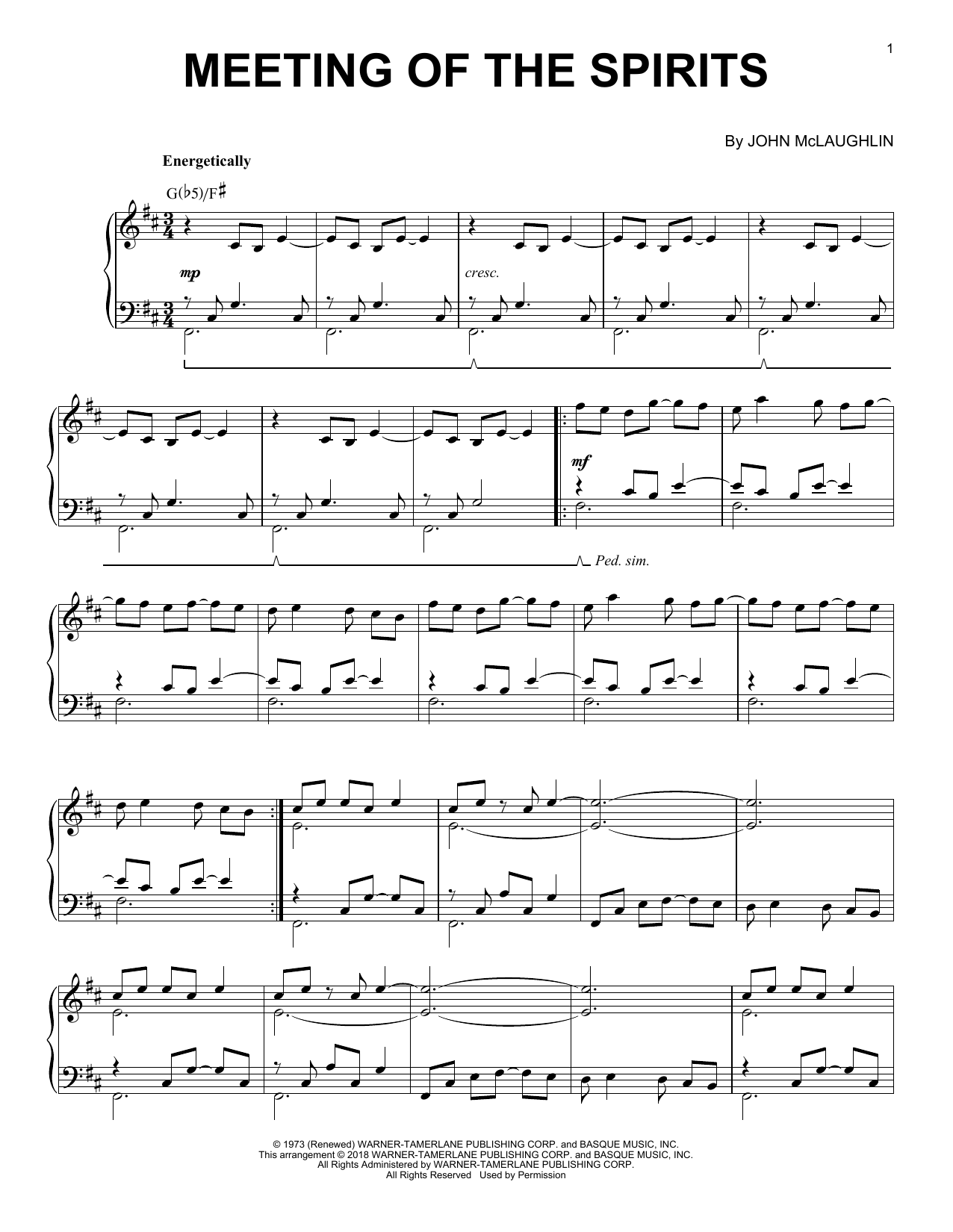 John McLaughlin Meeting Of The Spirits Sheet Music Notes & Chords for Piano Solo - Download or Print PDF