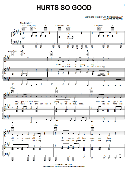 John Mellencamp Hurts So Good sheet music notes and chords. Download Printable PDF.