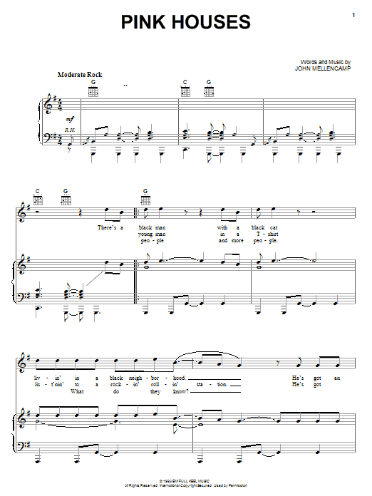 John Mellencamp Pink Houses Sheet Music Notes & Chords for Easy Guitar - Download or Print PDF