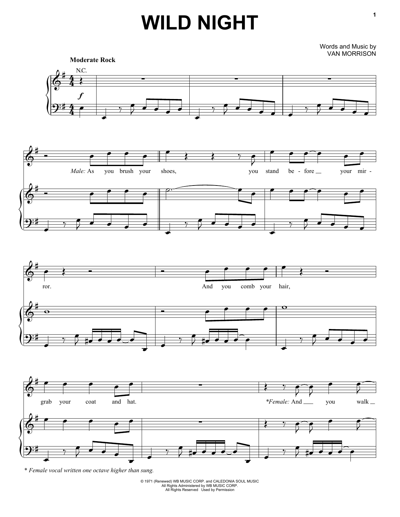 John Mellencamp Wild Night Sheet Music Notes & Chords for Guitar Tab - Download or Print PDF