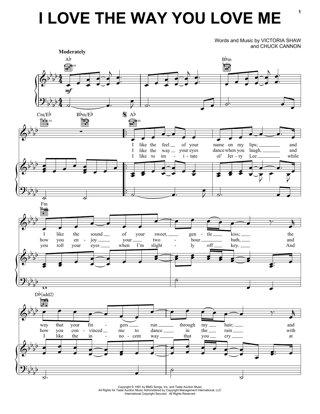 John Michael Montgomery I Love The Way You Love Me Sheet Music Notes & Chords for Piano, Vocal & Guitar (Right-Hand Melody) - Download or Print PDF