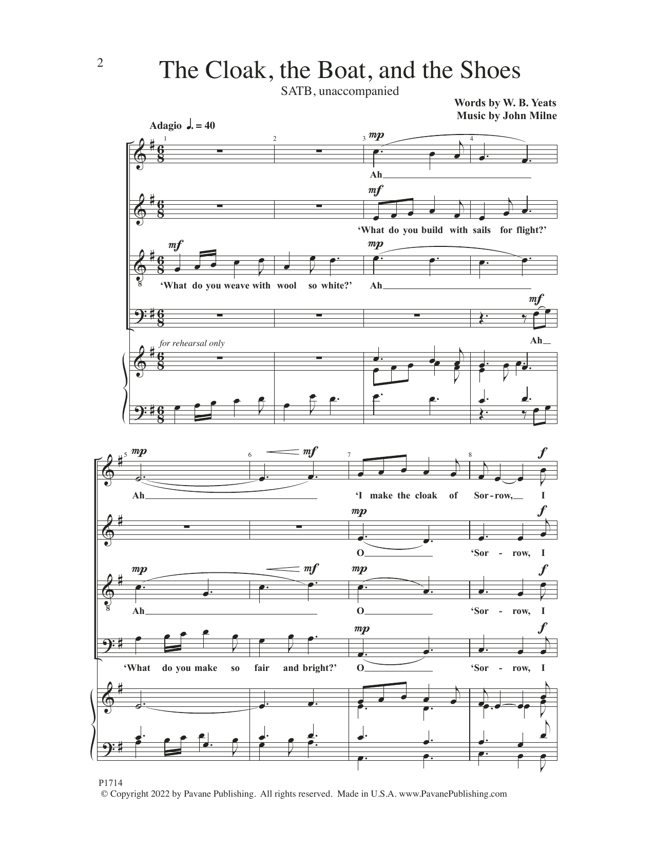 John Milne The Cloak, The Boat, And The Shoes Sheet Music Notes & Chords for SATB Choir - Download or Print PDF