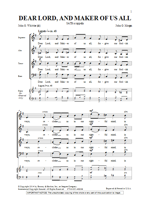 John Morgan Dear Lord And Maker Of Us All Sheet Music Notes & Chords for SATB - Download or Print PDF