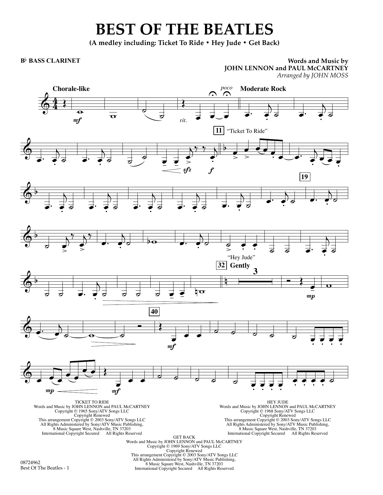 John Moss Best of the Beatles - Bb Bass Clarinet Sheet Music Notes & Chords for Concert Band - Download or Print PDF