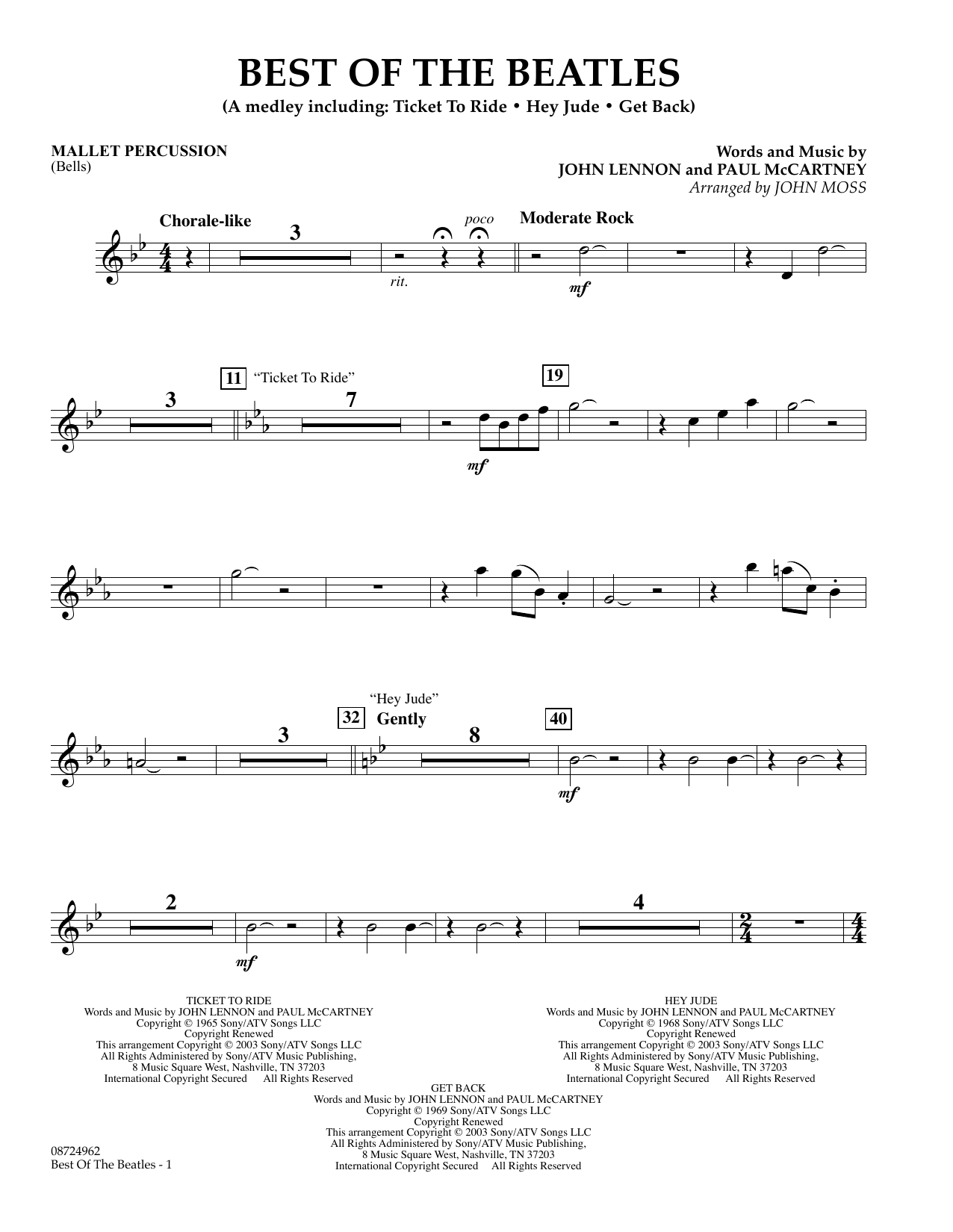 John Moss Best of the Beatles - Mallet Percussion Sheet Music Notes & Chords for Concert Band - Download or Print PDF
