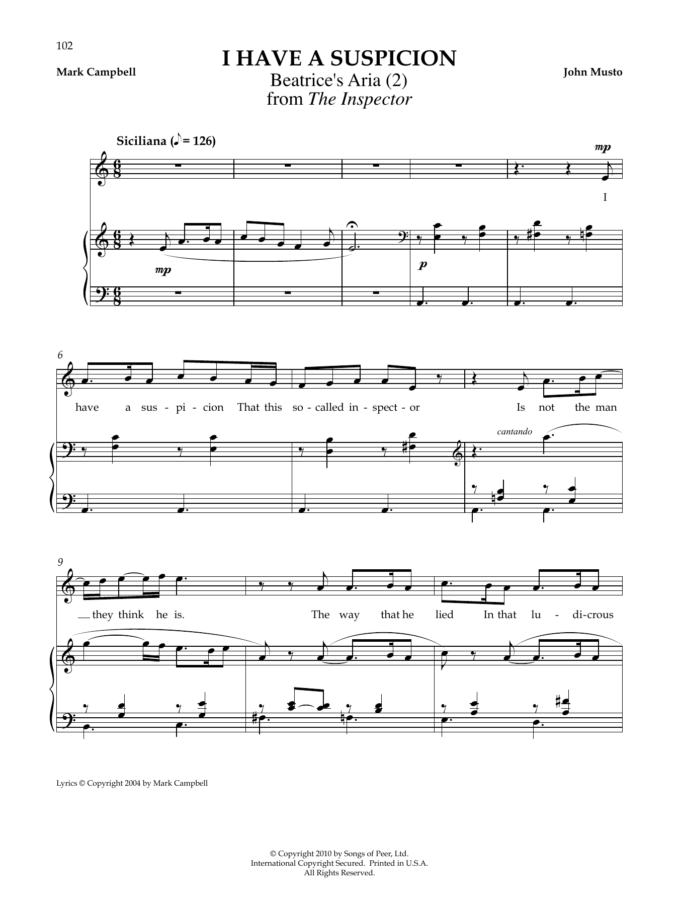 John Musto I Have A Suspicion Sheet Music Notes & Chords for Piano & Vocal - Download or Print PDF
