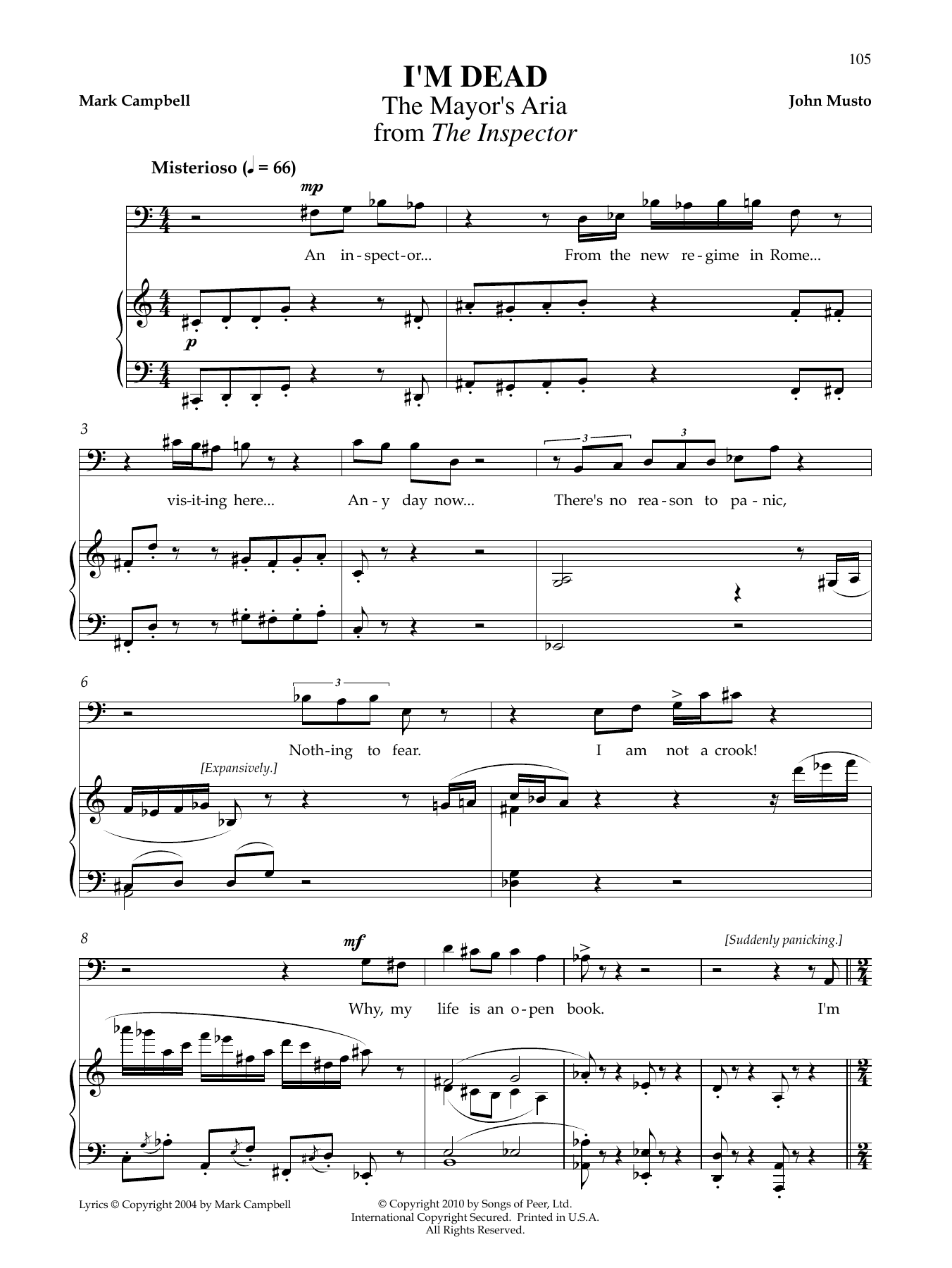John Musto I'm Dead Sheet Music Notes & Chords for Piano & Vocal - Download or Print PDF