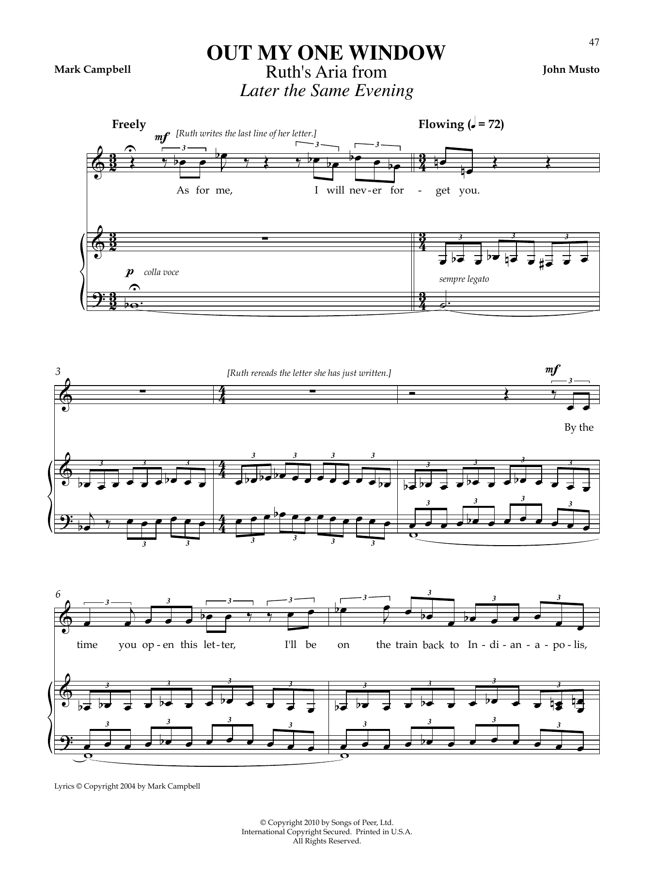 John Musto Out My One Window Sheet Music Notes & Chords for Piano & Vocal - Download or Print PDF