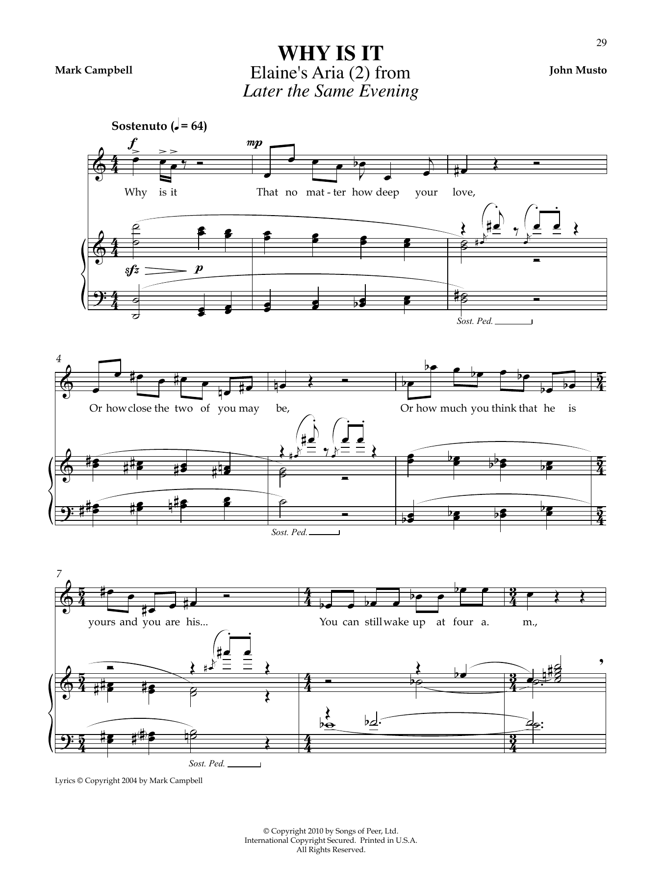 John Musto Why Is It Sheet Music Notes & Chords for Piano & Vocal - Download or Print PDF