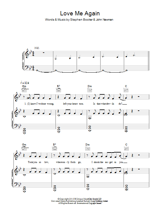 John Newman Love Me Again Sheet Music Notes & Chords for Beginner Piano - Download or Print PDF