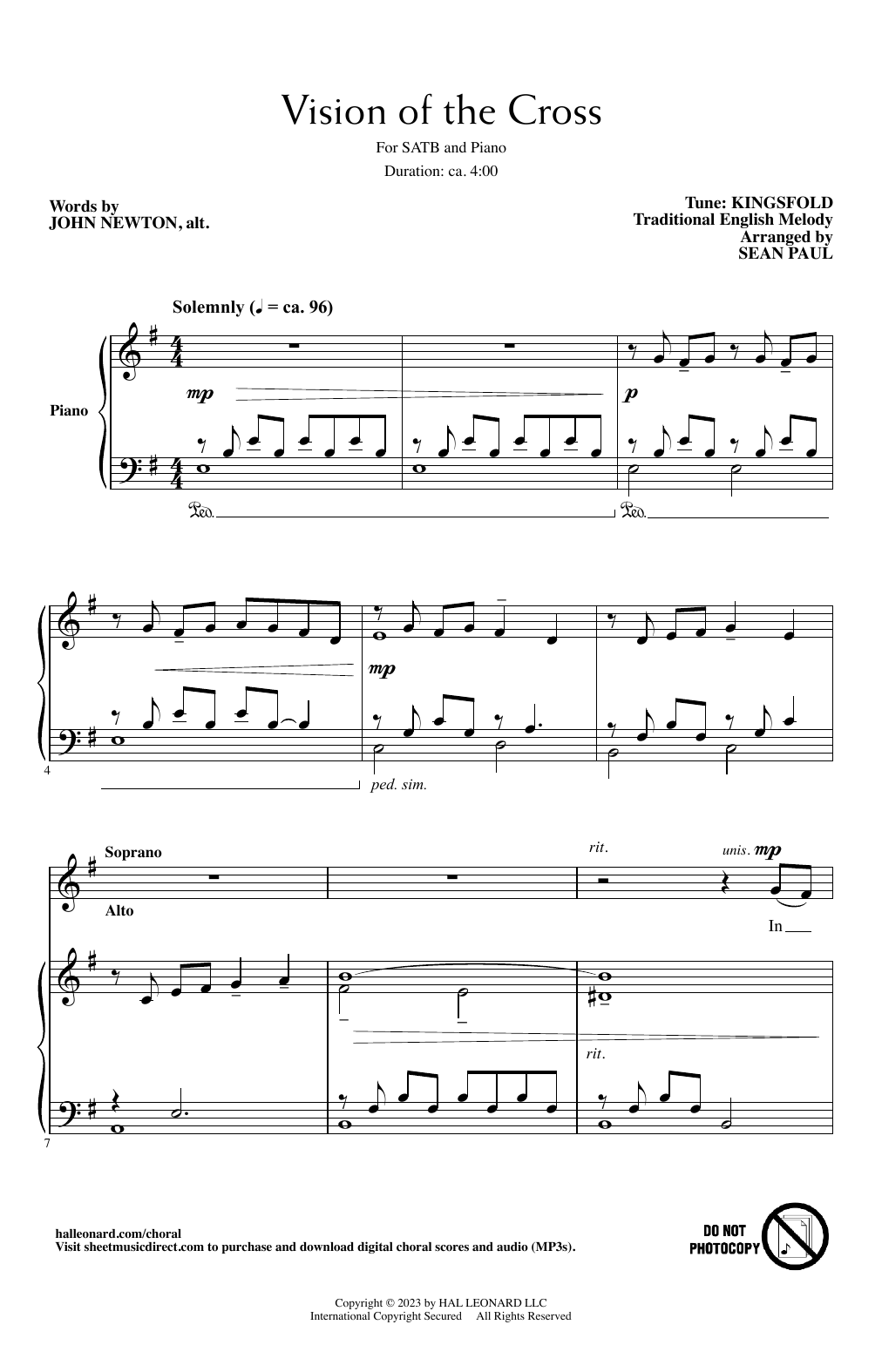 John Newton Vision Of The Cross (arr. Sean Paul) Sheet Music Notes & Chords for SATB Choir - Download or Print PDF