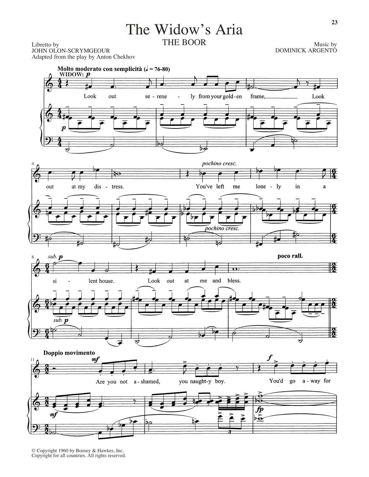John Olon-Scrymgeour The Widow's Aria Sheet Music Notes & Chords for Piano & Vocal - Download or Print PDF