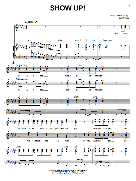 John P. Kee Show Up! Sheet Music Notes & Chords for Piano, Vocal & Guitar (Right-Hand Melody) - Download or Print PDF