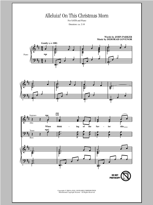 John Parker Alleluia! On This Christmas Morn Sheet Music Notes & Chords for SATB - Download or Print PDF
