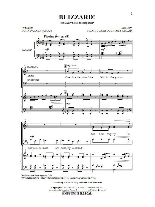 John Parker Blizzard Sheet Music Notes & Chords for SAB - Download or Print PDF
