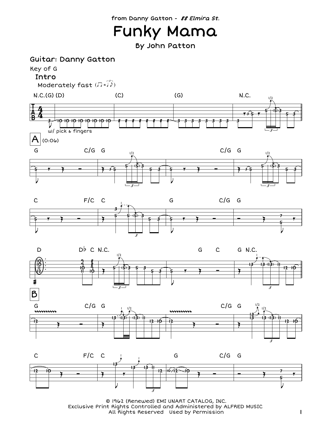John Patton Funky Mama Sheet Music Notes & Chords for Guitar Tab - Download or Print PDF