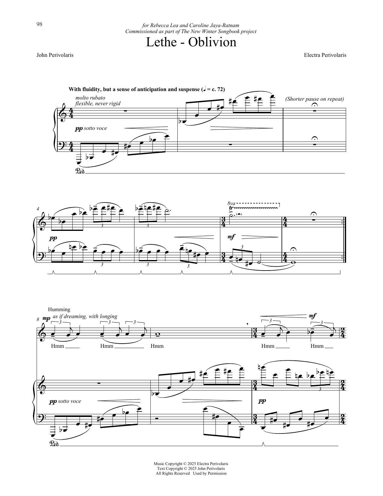John Perivolaris Lethe-Oblivion Sheet Music Notes & Chords for Piano & Vocal - Download or Print PDF