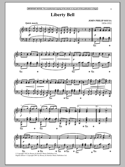 John Philip Sousa Liberty Bell Sheet Music Notes & Chords for Piano - Download or Print PDF