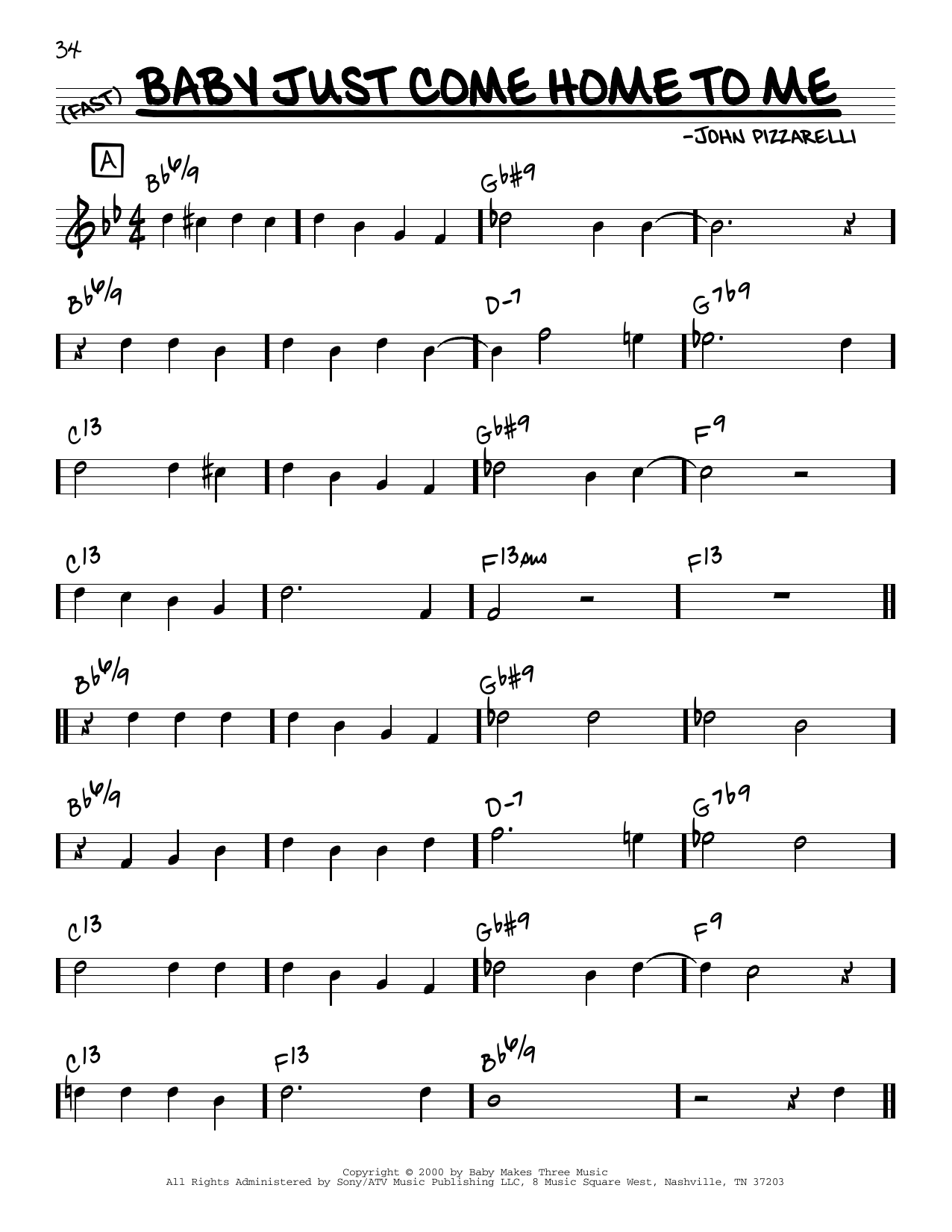 John Pizzarelli Baby Just Come Home To Me Sheet Music Notes & Chords for Real Book – Melody & Chords - Download or Print PDF