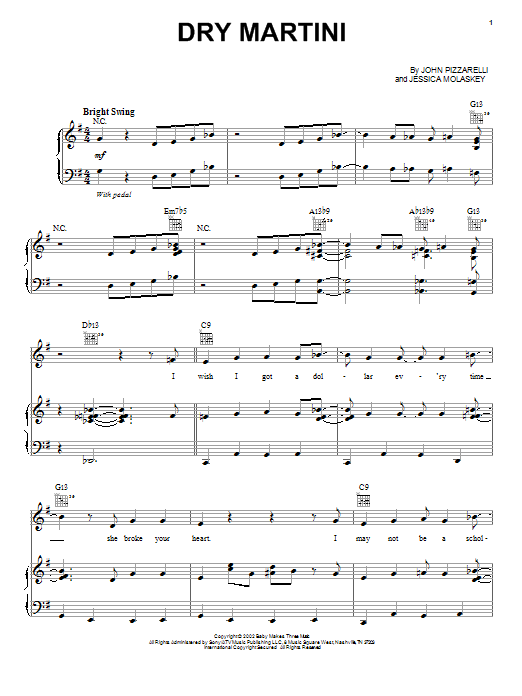 John Pizzarelli Dry Martini Sheet Music Notes & Chords for Piano, Vocal & Guitar (Right-Hand Melody) - Download or Print PDF