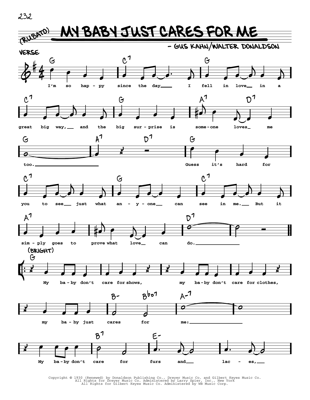 John Pizzarelli My Baby Just Cares For Me (arr. Robert Rawlins) Sheet Music Notes & Chords for Real Book – Melody, Lyrics & Chords - Download or Print PDF