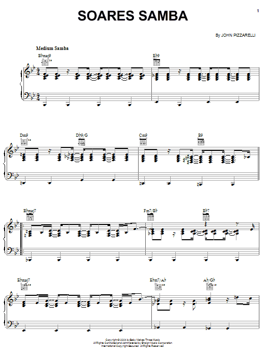 John Pizzarelli Soares Samba Sheet Music Notes & Chords for Piano, Vocal & Guitar (Right-Hand Melody) - Download or Print PDF
