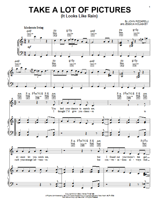 John Pizzarelli Take A Lot Of Pictures (It Looks Like Rain) Sheet Music Notes & Chords for Piano, Vocal & Guitar (Right-Hand Melody) - Download or Print PDF