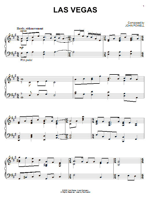 John Powell Las Vegas Sheet Music Notes & Chords for Piano - Download or Print PDF