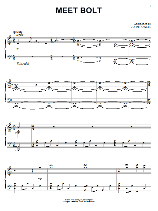 John Powell Meet Bolt Sheet Music Notes & Chords for Piano - Download or Print PDF