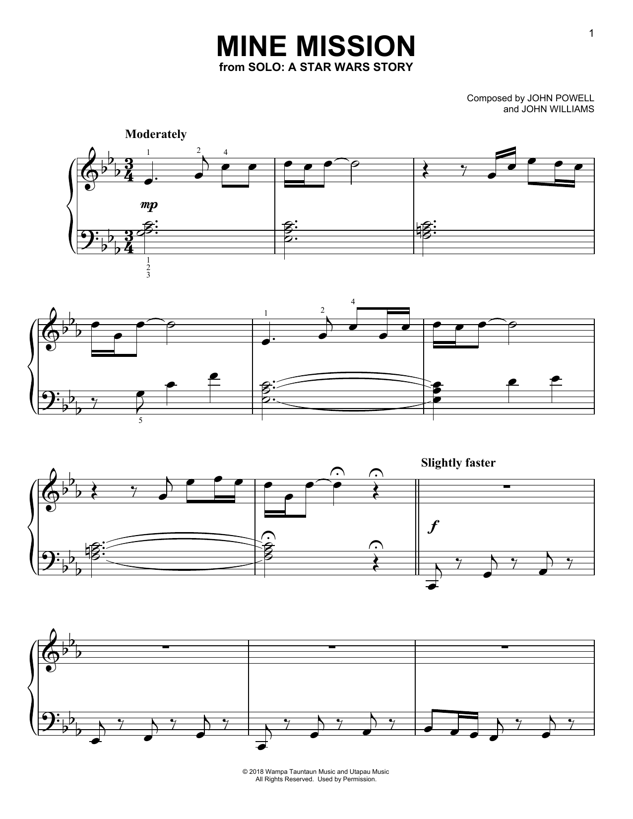 John Powell Mine Mission (from Solo: A Star Wars Story) Sheet Music Notes & Chords for Easy Piano - Download or Print PDF