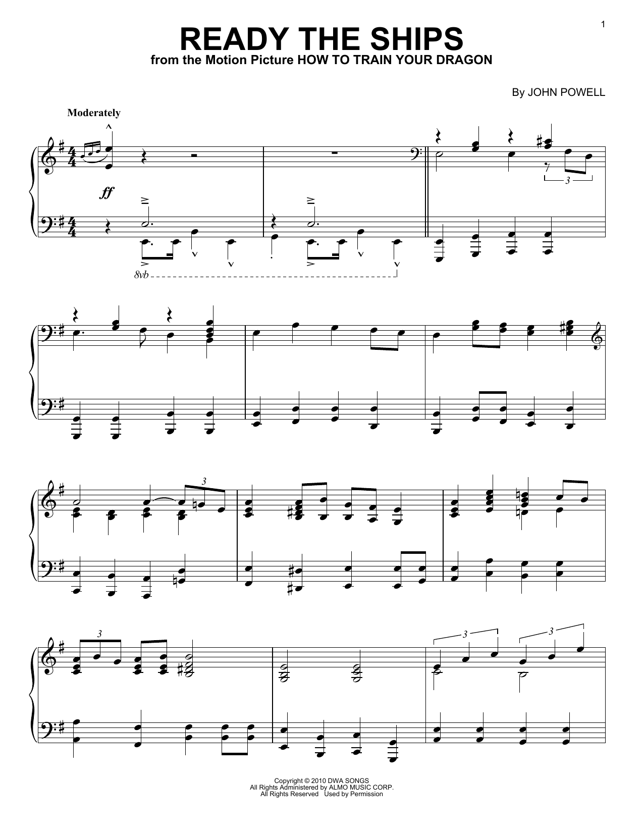 John Powell Ready The Ships Sheet Music Notes & Chords for Piano - Download or Print PDF