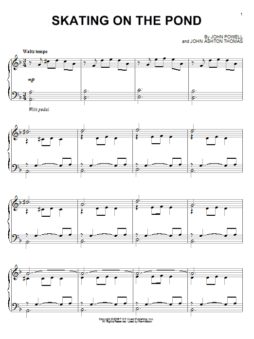 John Powell Skating On The Pond Sheet Music Notes & Chords for Piano - Download or Print PDF